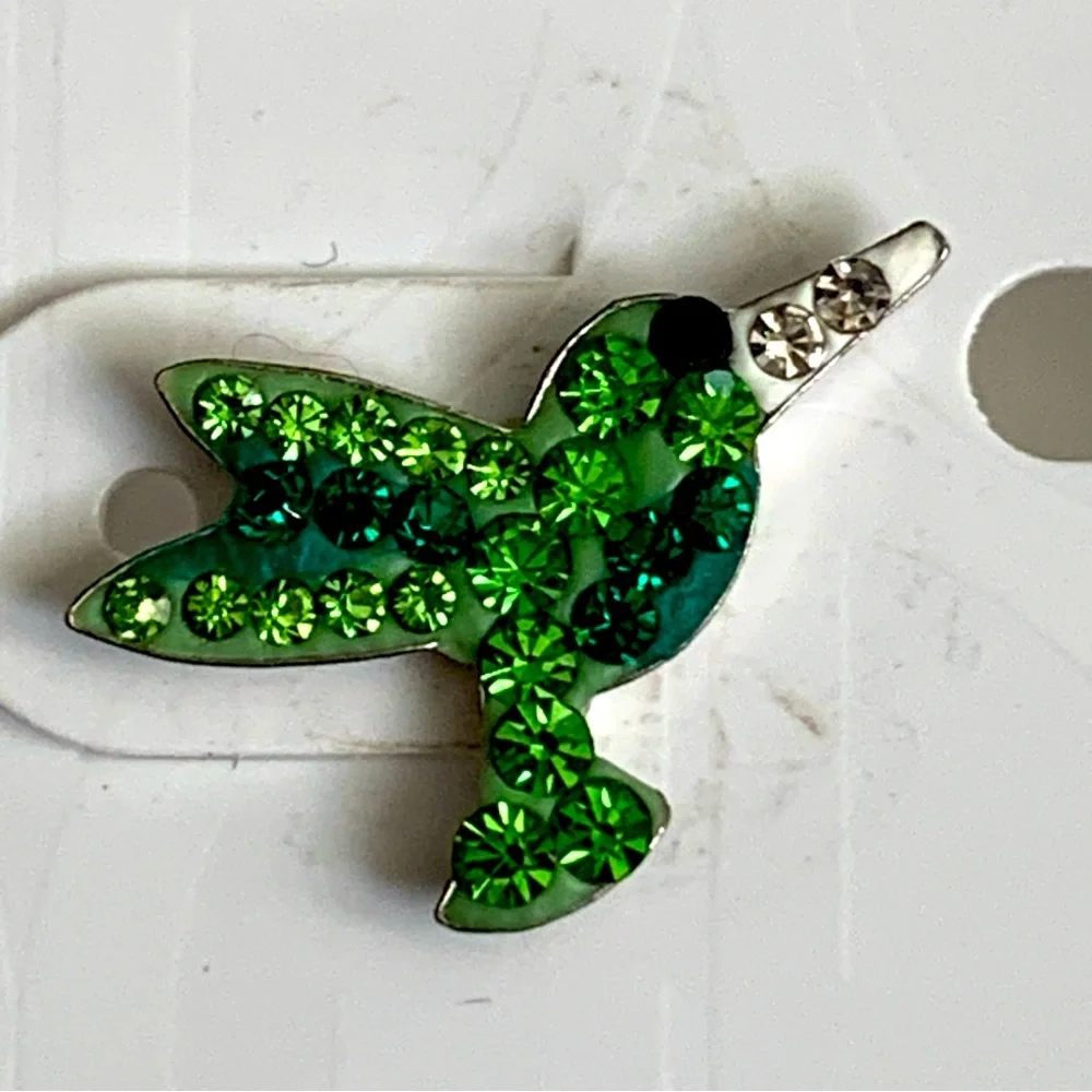 GIANI BERNINI Sterling Silver Crystal Green Hummingbird Stud Earrings